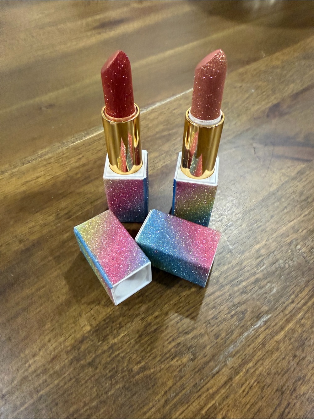 NWOT Limited Edition Pat McGrath Glitter Lipstick Duo — Deep Red & Soft Pink